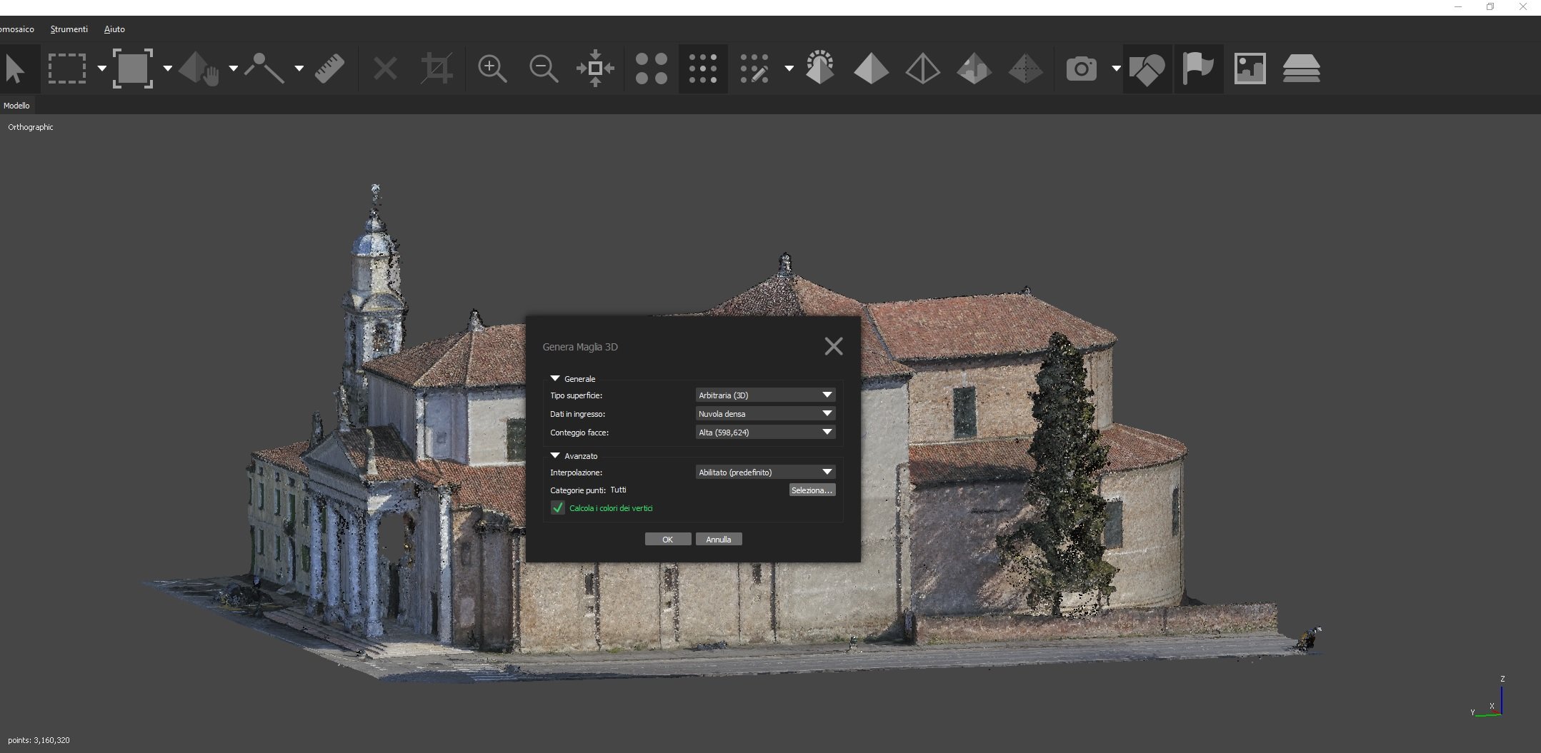 Aerofotogrammetria con drone e Agisoft Photoscan: genera mesh 3D