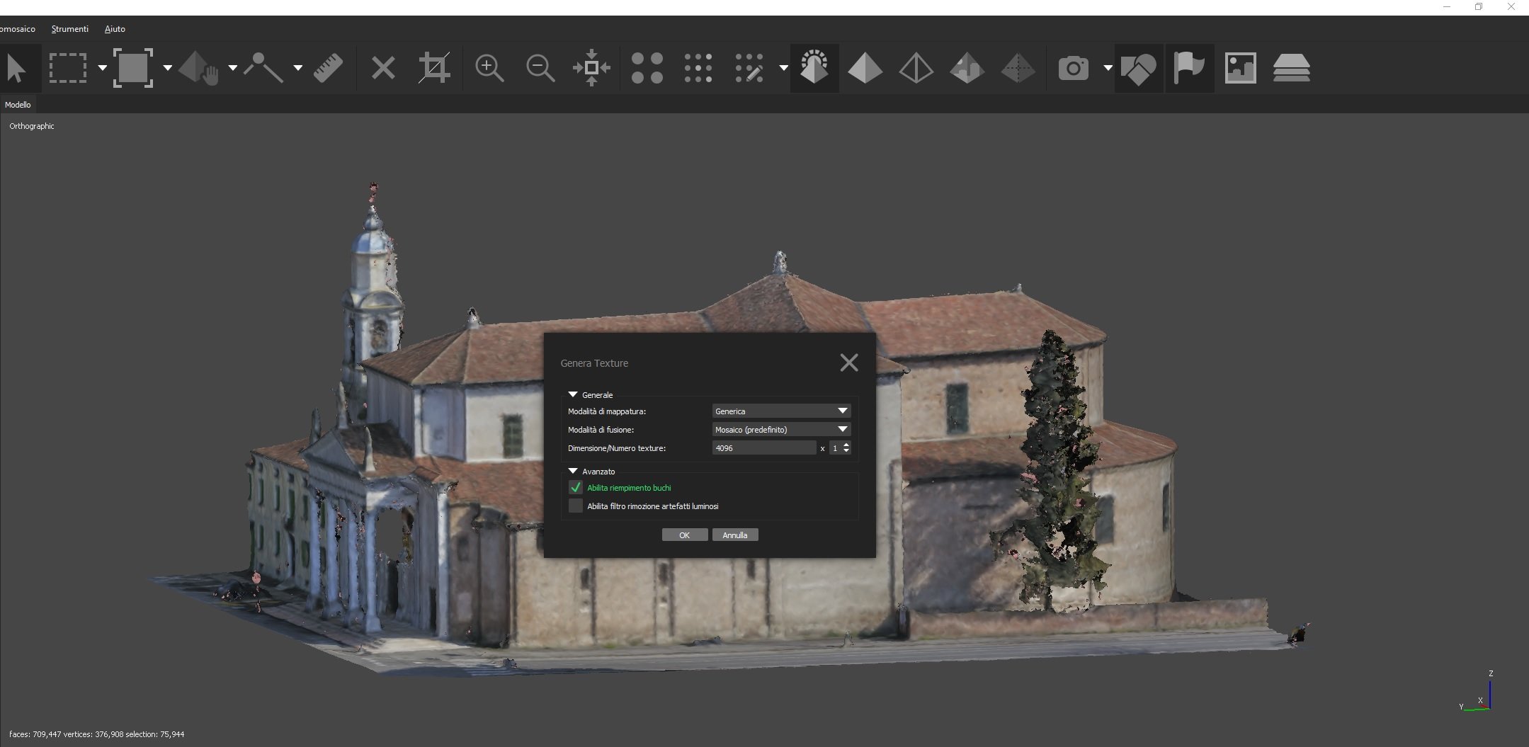 Aerofotogrammetria con drone e Agisoft Photoscan: generazione texture